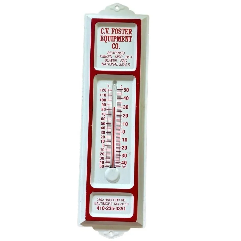 C.V. Foster Equipment Co. Baltimore MD Vintage Metal Thermometer